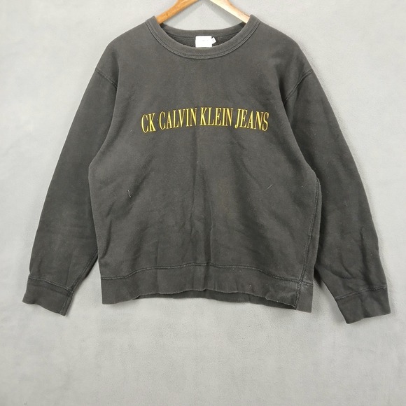 Calvin Klein Tops - Vintage Calvin Klein Jeans Sweatshirt Women PM Black Cotton Logo Fleece Lined‎